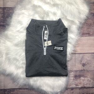 PINK Victoria’s Secret Grey/White Quarter-Zip